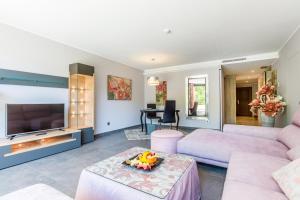 A television and/or entertainment centre at Lago Garden Apart-Suites & Spa Hotel