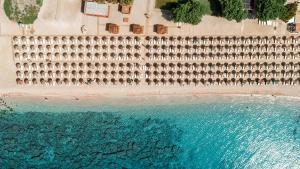 an aerial view of a beach and the ocean at Mitsis Selection Blue Domes in Kardamaina