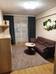 エストサドクにあるEsto-Sadok Apartment on Estonskayaのリビングルーム(ソファ、テーブル付)