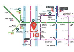 eine Karte der U-Bahn-Karte von Toronto in der Unterkunft NOCNOC - Le Rayonnant in Lyon