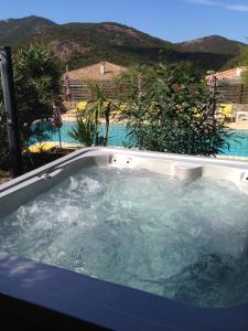 ガレリアにあるAppart'Hôtel A Puntaのプールを望むジャクジータブ +11枚の写真