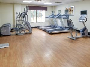 un gimnasio con cintas de correr y elípticas en una habitación en Holiday Inn Express Hotel & Suites Orange City - Deltona, an IHG Hotel, en Orange City