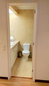 La salle de bains est pourvue de toilettes et d'un lavabo. dans l'établissement Simon's place, à Ponta Delgada