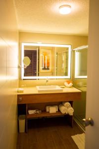 uma casa de banho com um lavatório e um espelho em Sunscape Curacao Resort Spa & Casino em Willemstad