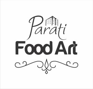 a black and white drawing of a food art with a building at Hotel Parati Minas in Uberlândia