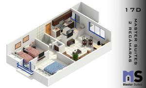 Půdorys ubytování Hermosa Suite Alberca Áreas Verdes Blvd Bernardo Quintana 17D + 4 fotografie