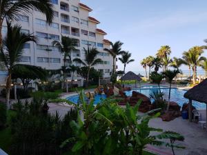 a view of the resort from the pool at Quintas del Mar Condominios in Mazatlán
