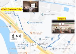 a map showing the location of a chinese supermarket at Coco Fukuoka Chiyo in Fukuoka