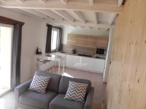 a living room with a couch and a kitchen at Figuier résidence Domaine Cap de Coste in Saint-Frajou
