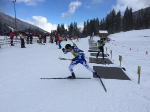 a person on skis on a ramp in the snow at Nice & cozy apartment facing the gondola - LA BOULE DE NEIGE 112 in Les Contamines-Montjoie