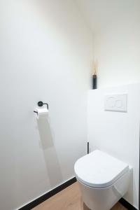 a bathroom with a white toilet in a room at SHWAY - The Pink Pigeon in Antwerp +33 photos