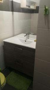 a bathroom with a sink and a toilet at Gîte au coeur du parc naturel régional du Pilat in Pélussin