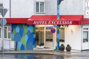 a hotelexhibition sign in front of a building at Hotel Excelsior in Kassel