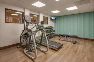 a gym with treadmills and ellipticals in a room at Holiday Inn Express San Francisco Airport North, an IHG Hotel in South San Francisco