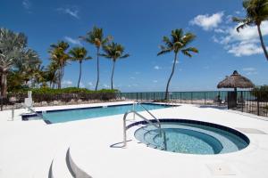 een zwembad aan het strand met palmbomen bij Chesapeake Beach Resort in Islamorada