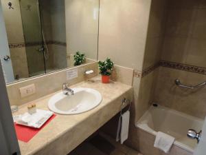 科尔多瓦King David Flat Hotel - Argentina的带水槽和浴缸的浴室