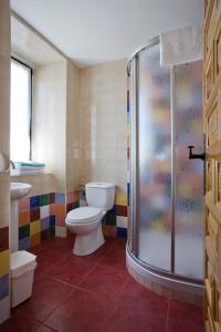 a bathroom with a toilet and a shower at Casa Rural Enkartada in Sopuerta