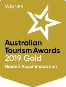 a sign that reads australian tourism awards goldlisted accommodation at Ashdowns of Dover in Dover