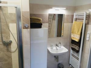 Koupelna v ubytování Apartmány Rychtaříkovi + 31 fotografií