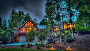 a log home in the woods at night em Row Harder em Blue Ridge