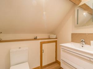 une salle de bain avec toilettes et lavabo dans l'établissement Swallows Cottage, à Harley 19 autres photos