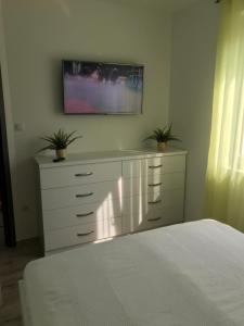 Televízia a/alebo spoločenská miestnosť v ubytovaní Ádi apartman