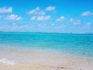 a view of a beach with the blue water at Hotel Ecolodge Riake Resort & Villa in Sainte Marie