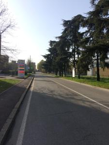 una calle vacía con árboles a un lado de la carretera en SUB 14 Suite Apartment - Vietato Fumare, en Reggio Emilia