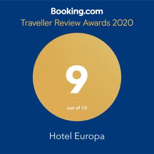 Hotel Europa - Family and Senior Friendly的证书、奖牌、标识或其他文件