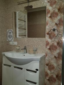 a bathroom with a sink and a mirror at Apartment in Ternopilʼ