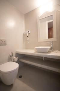 a bathroom with a toilet and a sink and a mirror at Costa Marina Villas in Fira