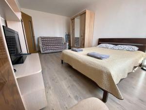 Кровать или кровати в номере Apartment in Kupchino