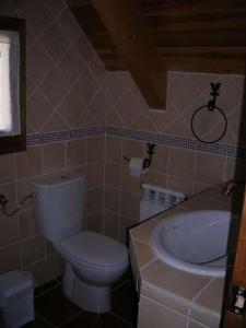 a bathroom with a toilet and a sink at Casa Feixas in Gistaín