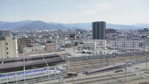 Vue générale sur Nagano ou vue de la ville depuis l'hôtel