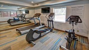 a fitness center with several tread machines in a room at Holiday Inn Express Roslyn, an IHG Hotel in Roslyn