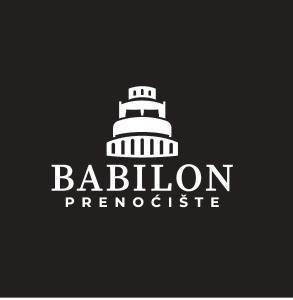 un logotipo de un faro sobre fondo negro en Guest House Babilon en Prijedor