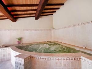 a jacuzzi tub in a room with a wooden ceiling at Holiday Home La Valchiera by Interhome in Germagnano