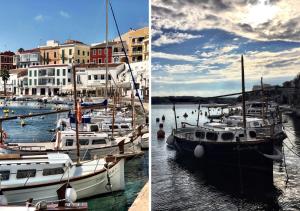 een paar boten aangemeerd in een haven bij Pardela Menorca in Es Castell