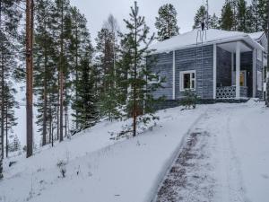 uma cabana na floresta na neve em Holiday Home Villa concrete kelo by Interhome em Kolinkylä