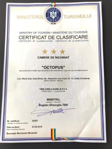 Certifikát, hodnocení, plakát nebo jiný dokument vystavený v ubytování Vila Octopus