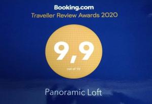 a yellow circle with the words panomino light on it at Panoramic Loft in Chios