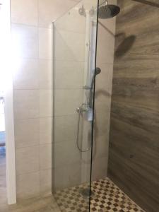 a shower with a glass door in a bathroom at Apartamentos turísticos Conil luz in Conil de la Frontera +15 photos