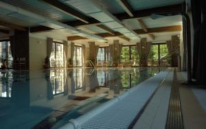 duży basen w budynku w obiekcie Wellness Hotel Holzberg w mieście Suchá Rudná