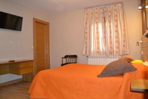 a bedroom with a bed and a television at Hostal Aribel Longinos in Cercedilla