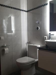 een badkamer met een toilet en een wastafel bij Apartment Sonnenhaus in Freudental