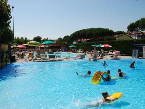 un grupo de personas jugando en una piscina en Chalet 4 plus 1, en Lido di Dante