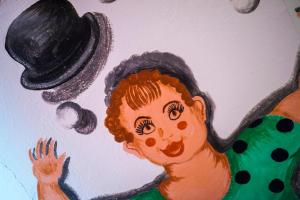 a painting of a person with a hat on at Amargosa Opera House & Hotel in Death Valley Junction