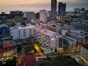 an overhead view of a city at night at Aster Hotel and Residence by At Mind in Pattaya