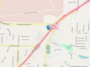 ジャクソンビルにあるOYO Townhouse Inn Jacksonville ARの真ん中の青い点地図
