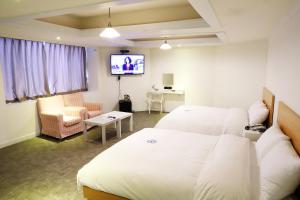 TV a/nebo společenská místnost v ubytování Hillside Hotel